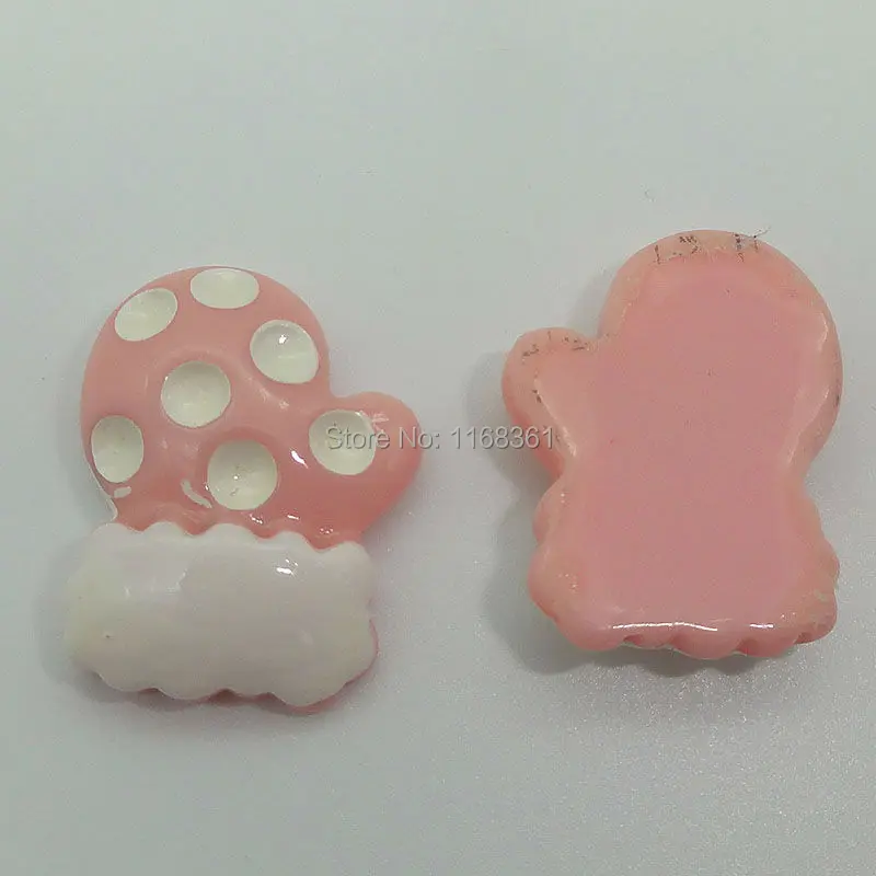 pcs/lot resin flatback light pink glove 22mm Cabochons Scrapbooking Hair Bow Center DIY Christmas decration C106-7