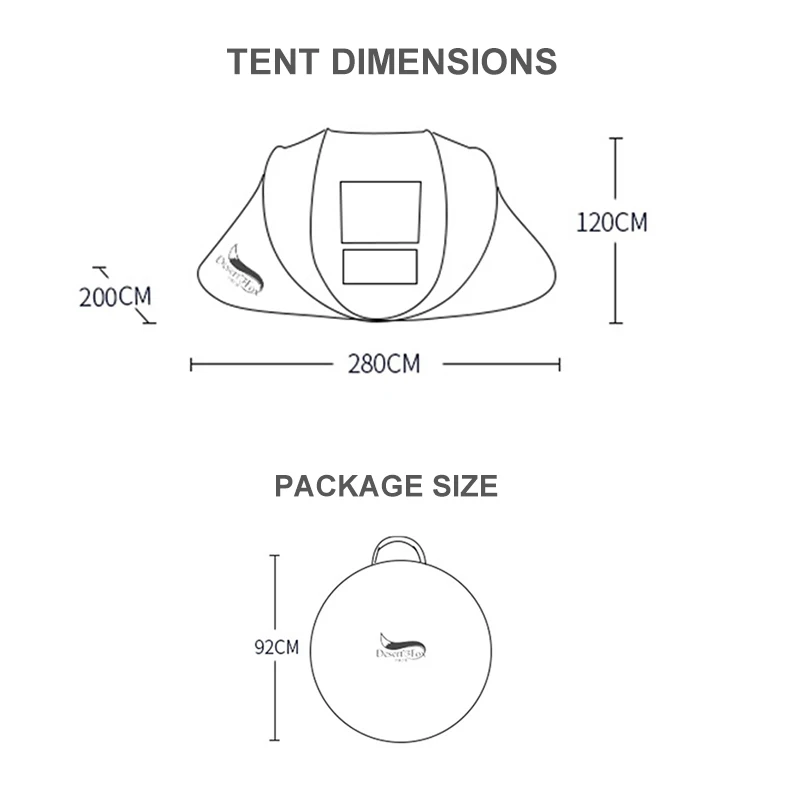 Всплывающая палатка для семьи в пустыне и лисе, Автоматическая мгновенная установка на 3-4 человека, 4 сезона, водонепроницаемая палатка для пеших прогулок, кемпинга, путешествий