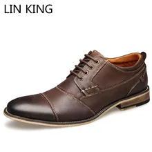 LIN KING/Большие размеры 40-50; мужские деловые модельные туфли; повседневные Полуботинки на шнуровке; Модные дышащие мужские свадебные вечерние туфли