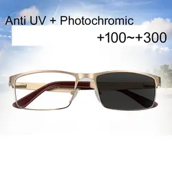 Anti UV + фотохромные чтения очки солнцезащитные очки Для мужчин очки дальнозоркость пресбиопии Óculos с диоптриями Пресбиопия 2018