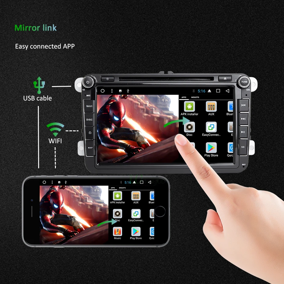 Sale IPS Android 9.0 DSP 64G 2 DIN Car GPS Radio For Rapid Yeti VW passat b6 golf 4 5 6 polo tiguan Seat Altea Toledo BORA DVD PLAYER 32