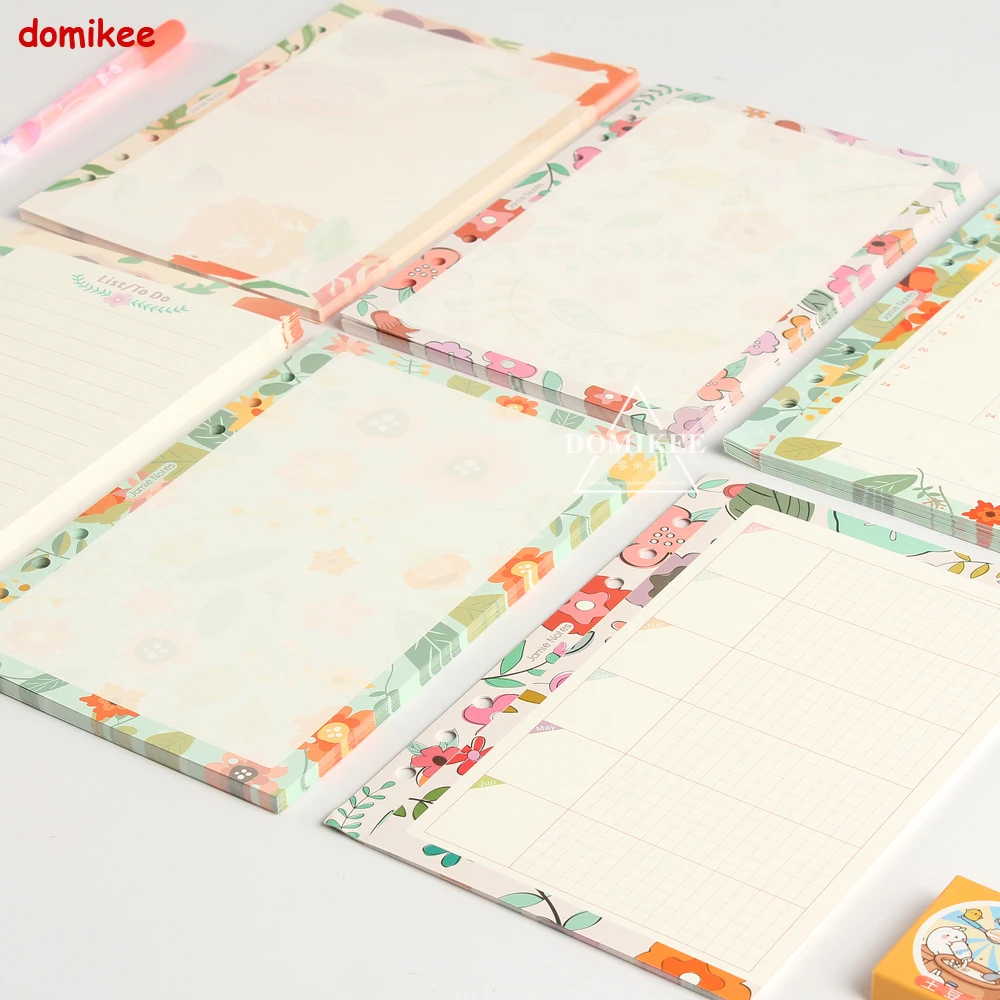 

New cute original creative 6 holes binder spiral notebook replacement inner paper core:yearly monthly weekly planner blank A5 A6