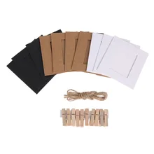 

10pcs Top Wall Hanging Photo Frame Kraft paper Frame Picture Display Modern Art Home Wedding Decoration with Rope Clips