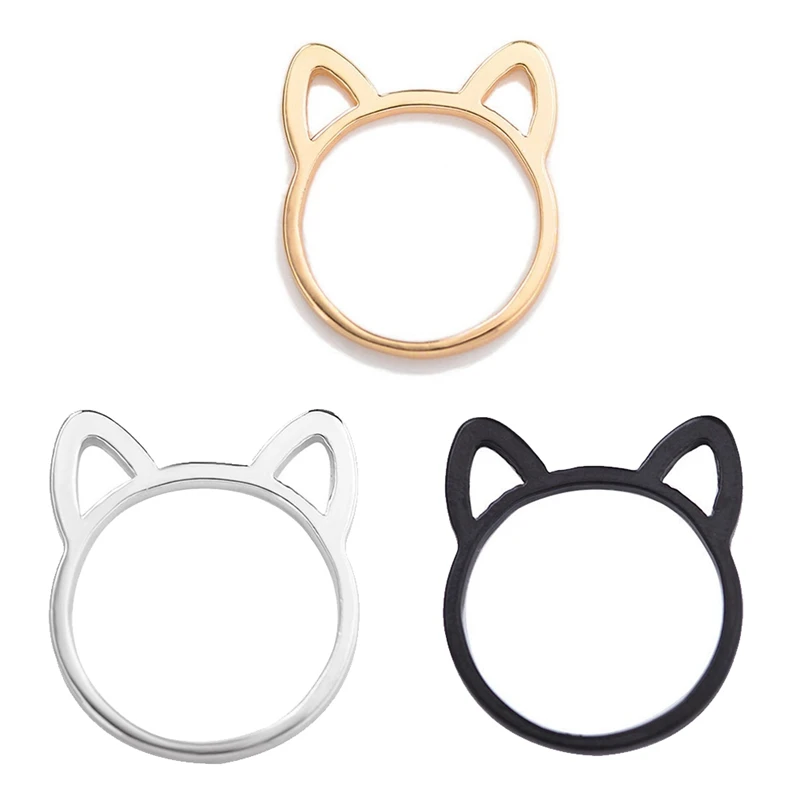 

Hollowed Cat Ear Ring Design Cute Fashion Animal Jewelry Cat Rings for Women and Girl Charms Gifts