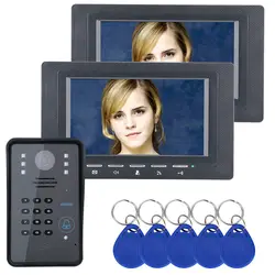 7 "Два монитора RFID пароль видео домофон дверной звонок IR-CUT камера 1000 tv Line система контроля доступа