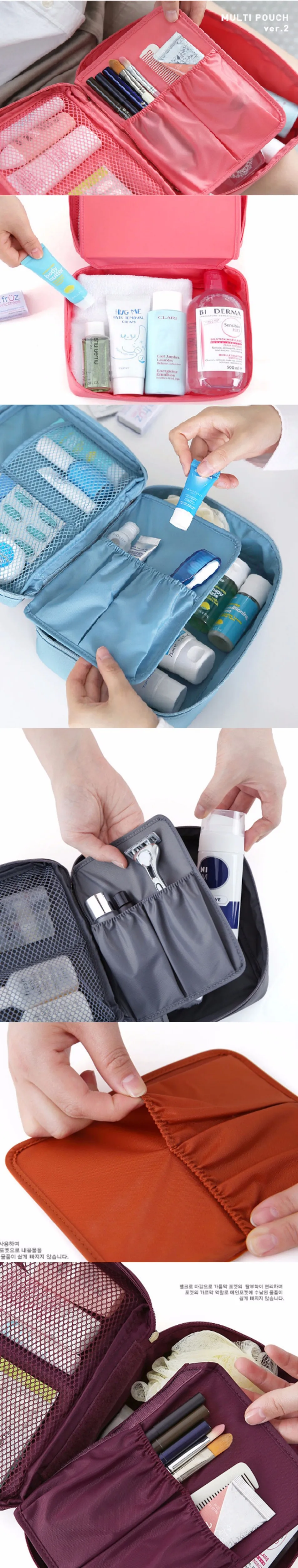 Women Makeup bag 8 Colors Cosmetic Bags Woman Men Casual Travel Storage Bag Multi-Functional Nylon Zipper Pouch (3)