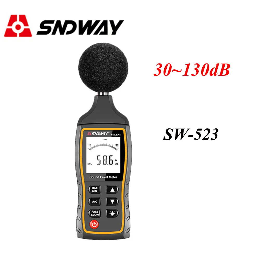 SNDWAY lcd цифровой измеритель уровня шума 30-130dBA 1,5 дБ точность цифровой измеритель уровня звука подсветка Тестер шума