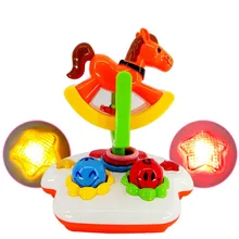 Детские музыкальные игрушки вращающийся музыкальный игрушки круглый конь освещение фитнес-рамка ребенок развивающие игрушки подарки для детей