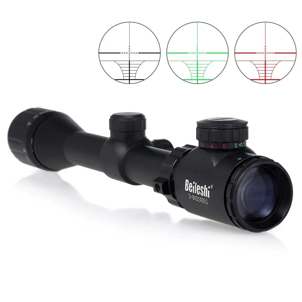 

3-9X32 Riflescope Red Green Dot Illuminated Hunting Scope With Free Mounts Outdoor Hunting Optics Sight Tactical Riflescope