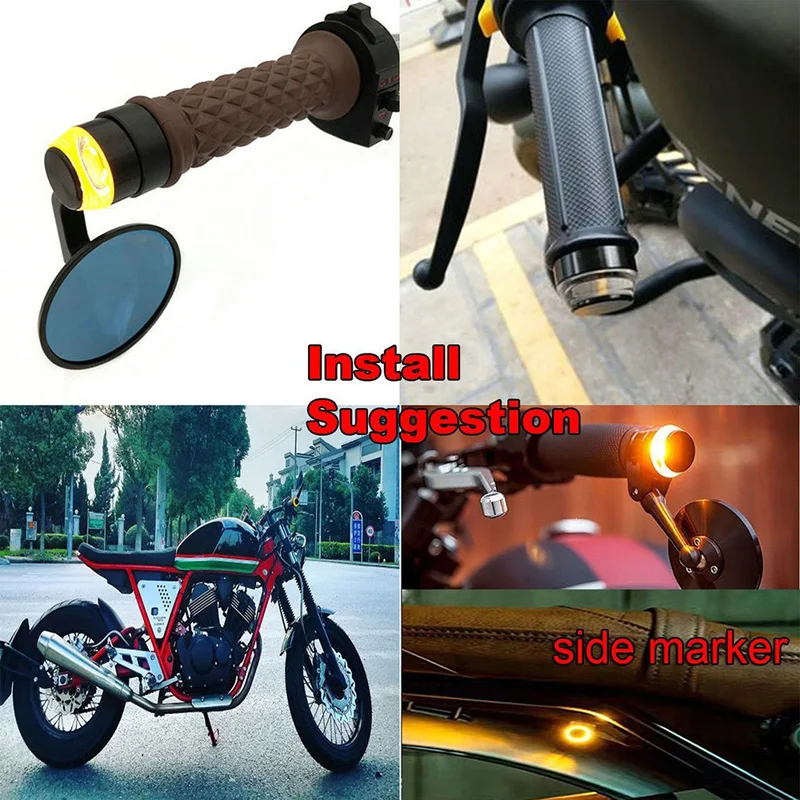 2pcs Dual Color Motorcycle Amber Red Blue LED Handle Bar End Blinker Indicator Grip Plug Turn Signal Light For Scooter Handlebar (12)