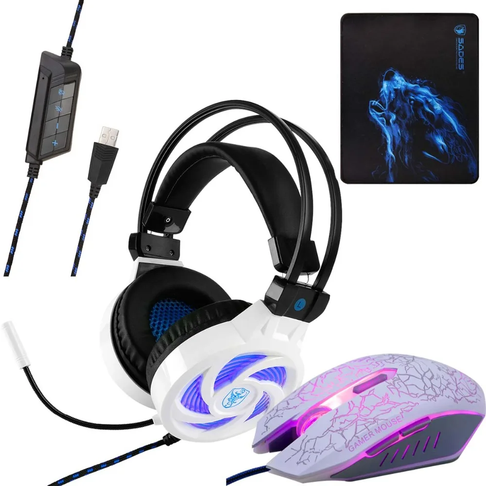 Soyto, USB, стерео игровая гарнитура, 7,1, Virtual Surround Bass, игровые наушники с микрофоном, светодиодный светильник для компьютера, ПК, геймера