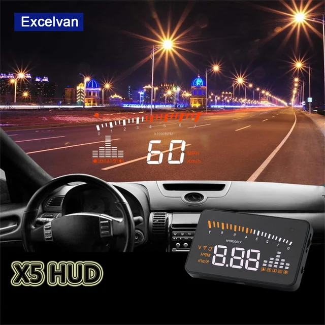 Universal X5 HUD Head Up Display Car OBD2 Overspeed Warning System