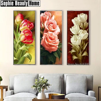 

DIY Diamond Embroidery 5D Crystals Diamond Mosaic Color Flowers Kits Diamond Painting Cross Stitch Rose Rhinestones Gift 192046