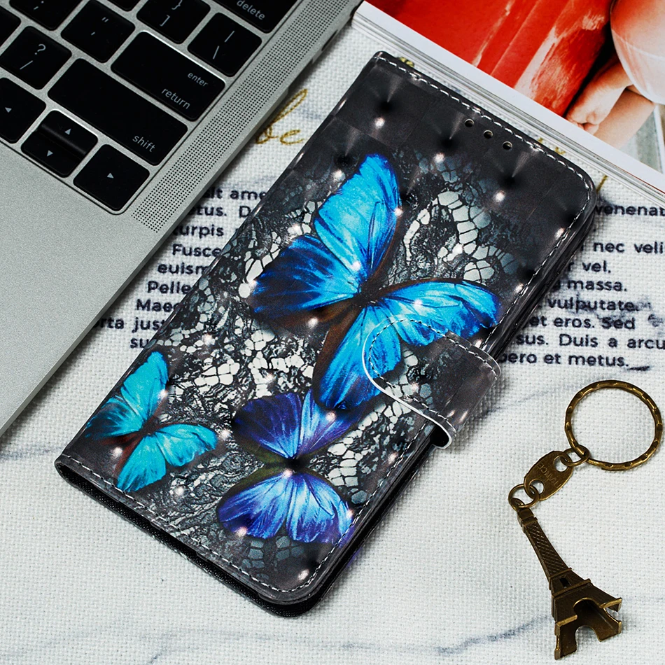 Кожаный чехол для телефона с рисунком бабочки Huawei Honor 7A DUA L22 8C 8X 10 Y5 Prime 2018 Y6 Mate 20 lite
