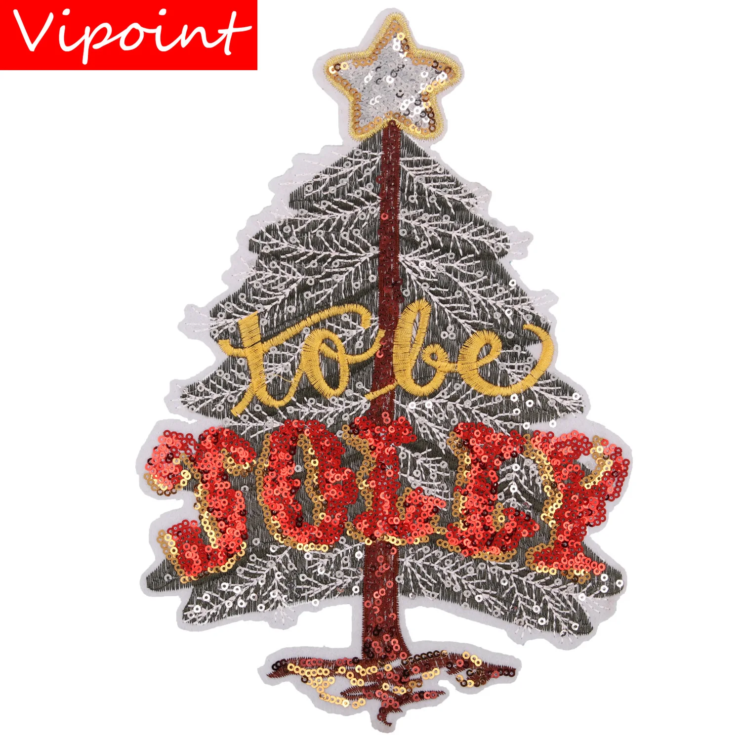 

VIPOINT embroidery Sequins big Christmas patches trees patches badges applique patches for clothing JW-66