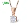VISTOSO – pendentifs en or Rose 14K 585 pour femmes, bijoux fins, rond, scintillant, Simple, élégant, bracelet de mariage ► Photo 2/6