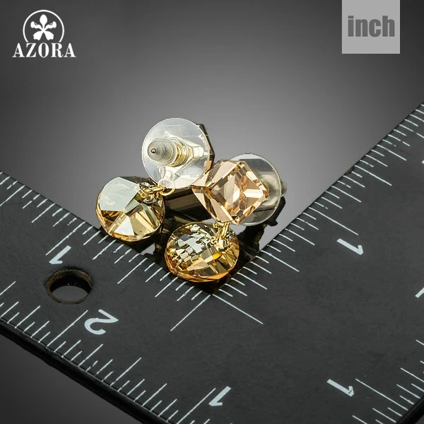 AZORA Gold Color Cube Stellux Austrian Crystal Drop Earrings for Women TE0170