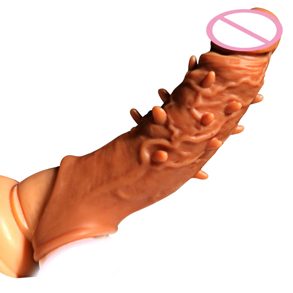 

6.3'' Reusable Silicone Penis Sleeve Extender for Men Penis Enlargement Spike Condom Time Delay Ejaculation Cock Rings