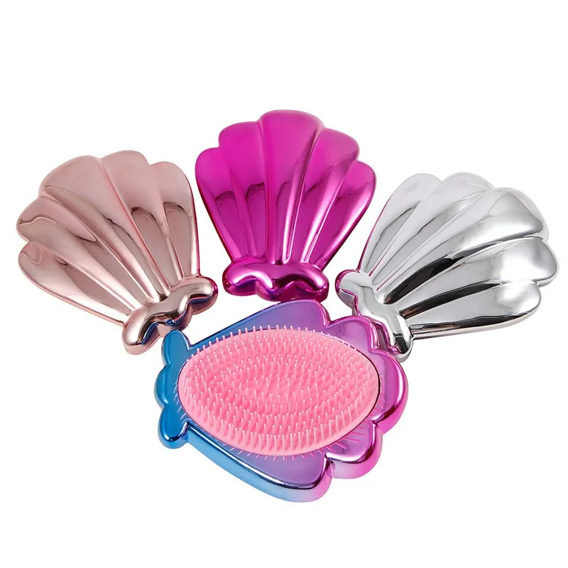 

1pc Hot Electroplate Comb Hair Brush Style Shell Comb Magic Straightening Combs Styling Tool