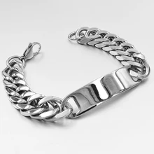 GOKADIMA 316L нержавеющая сталь мужские звенья кубинская цепочка ID браслеты модные ювелирные изделия, новые, WB125