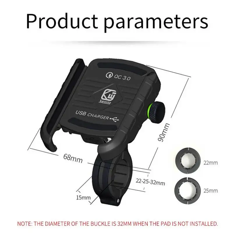 Motocicleta Guiador Espelho Celular Mount Holder Moto qc 3.0 Carregador Usb Iphone Samsung Xiaomi 360 Graus - Image 4