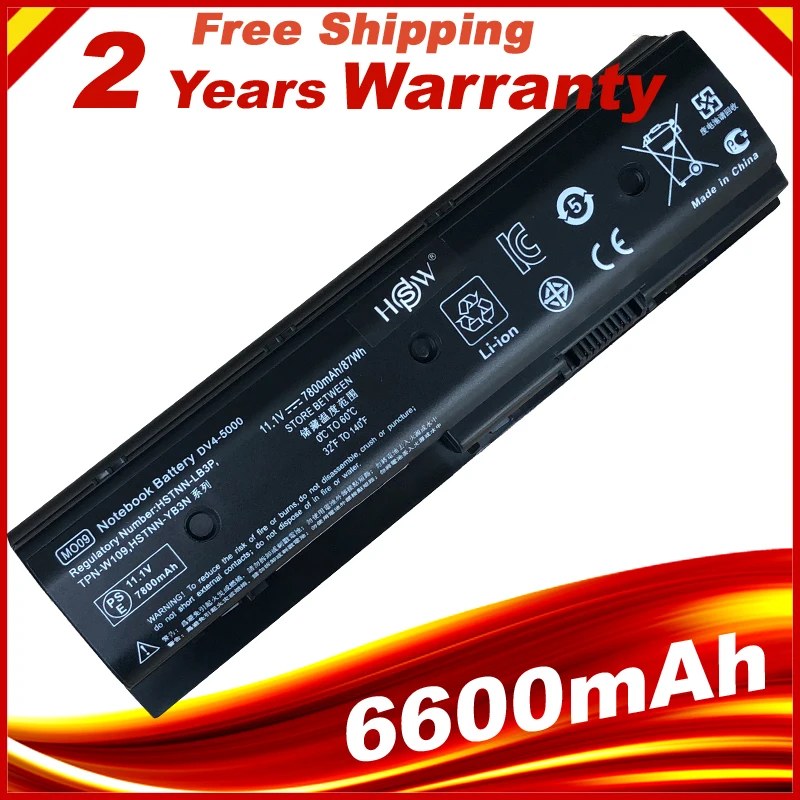 Аккумулятор высокой емкости MO06 на 7800 мАч для HP Pavilion DV4 5000 DV6 7002TX DV7 7000 671731
