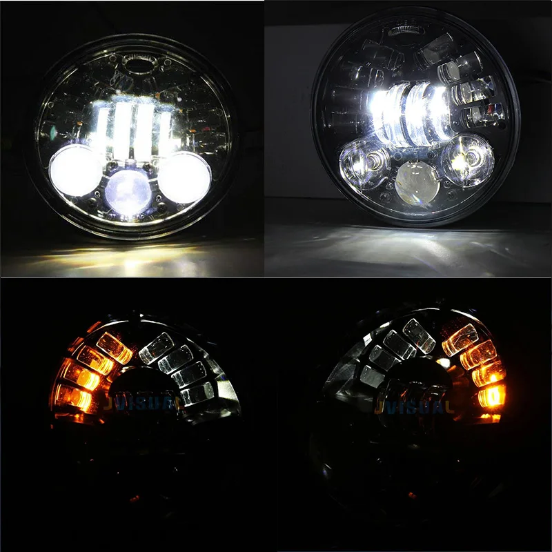 70 Вт 5,75 дюймов проектор головной светильник Белый DRL желтый сигнал поворота LED светильник для Harley Davi мужские dson Yamaha V-Star XVS 250 650 950 FXDX