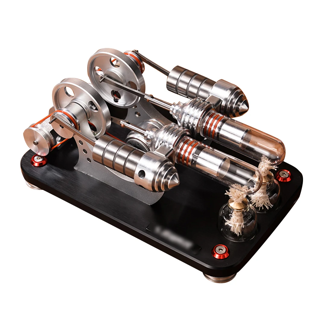 

Metal 2-cylinder Parallel Bootable Stirling Engine Model Micro External Combustion Engine Model