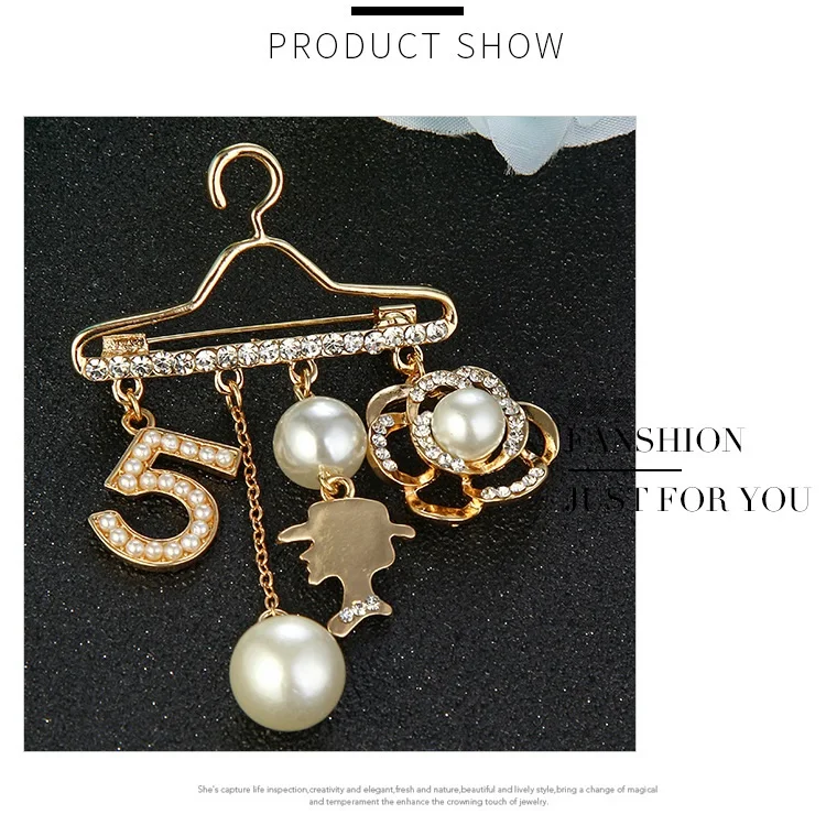 Pin Crystal Tassel Rhinestone Hanger dangle CC 5 women Flower Golden Plated For Women Brooch pin jewelry gift17