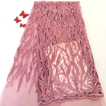 

Madison 2019 Latest Style Gold High Quality African Velvet Lace Fabric With Sequins Nigerian Lace Fabrics For Wedding Party