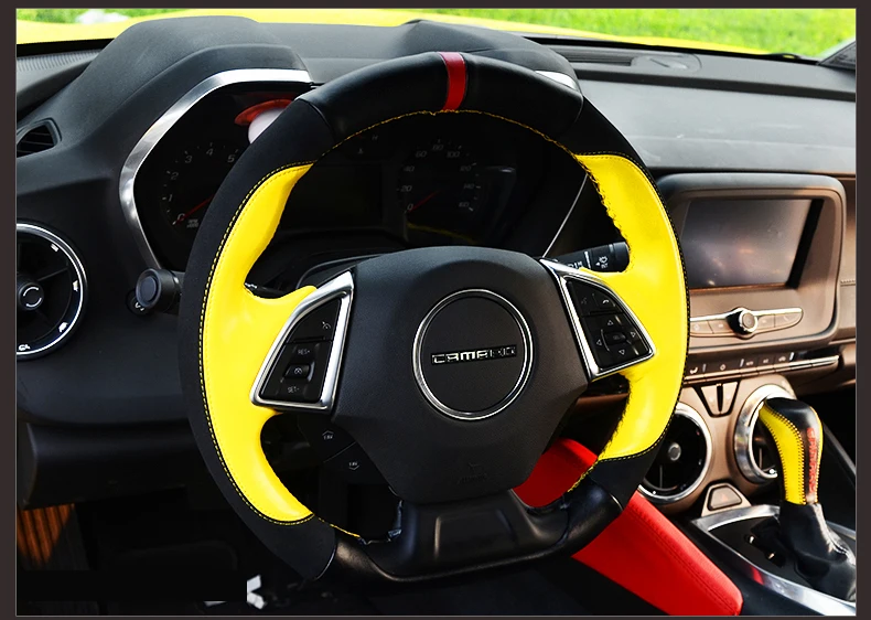 AOSRRUN автомобильные аксессуары из натуральной кожи чехол рулевого колеса автомобиля для Chevrolet camaro
