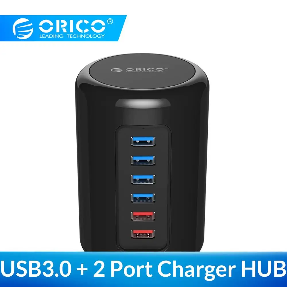 ORICO RH4CS-BK 4-Порты и разъёмы USB3.0 концентратор ABS Материал ультра-мини с 2 зарядки Порты супер Зарядное устройство 5V Макс 2.4A для зарядного устройства телефона-черный