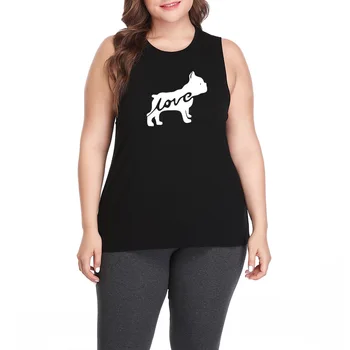 

Womens French Bulldog Frenchie Plus Size Workout Casual Muscle Tank Vest