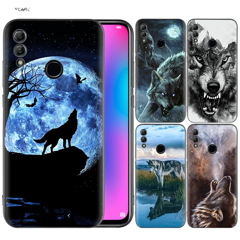

Silicone Cover Case for Huawei Honor 10 9 Lite 8X 8C 8A Y6 Y7 Y9 7A Pro Prime 7C 2018 2019 V20 Animal half wolf