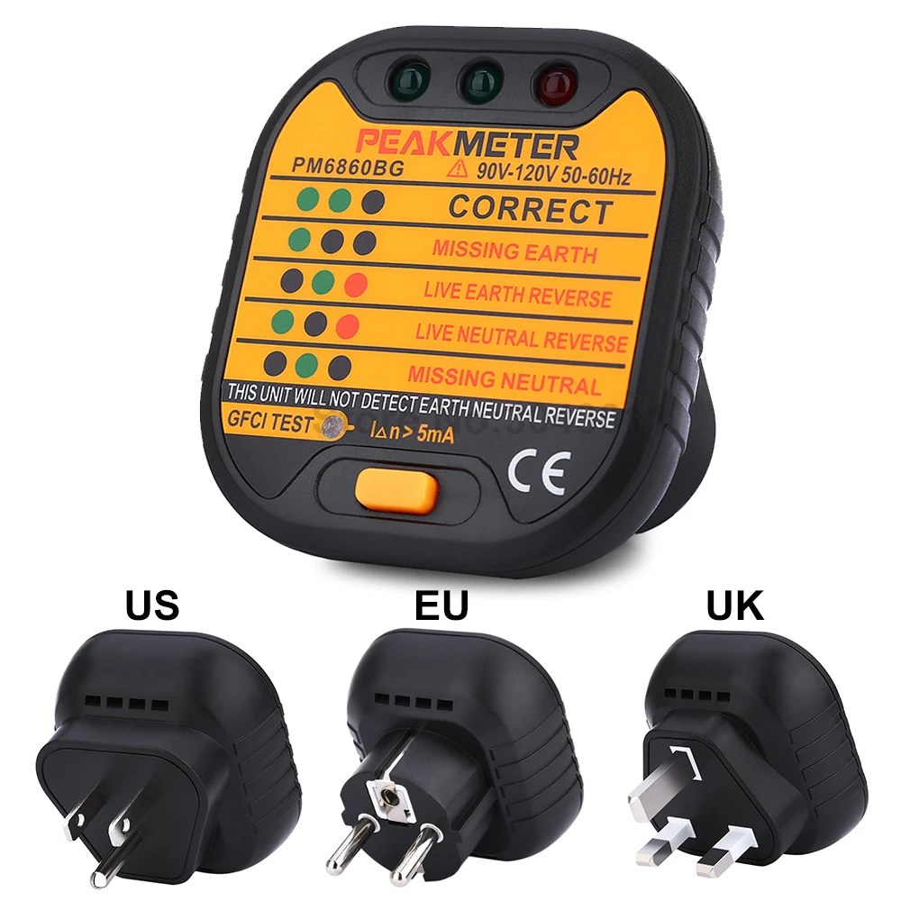 

NEW Smart Power Outlet Safety Tester Socket Leakage Voltage Detector RCD Automatic Electricity Diagnostic Portable Instrument