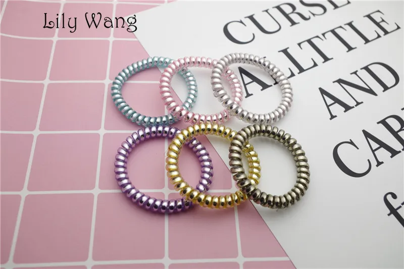 Elastic Hair Bands Telephone Wire scrunchy gum for hair Accessories Rubber Bands Headwear Hair Rope Ties  Spiral Shape  (2)