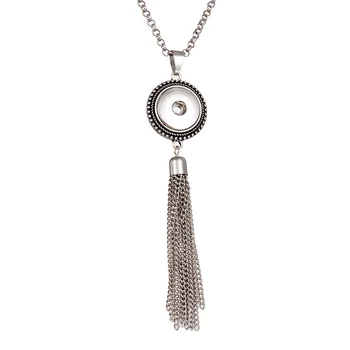 

Women's Vintage Tassel 18mm/20mm DIY Snap Buttons Long Rhinestone Necklace Bohemia Necklaces & Pendants DIY Jewelry