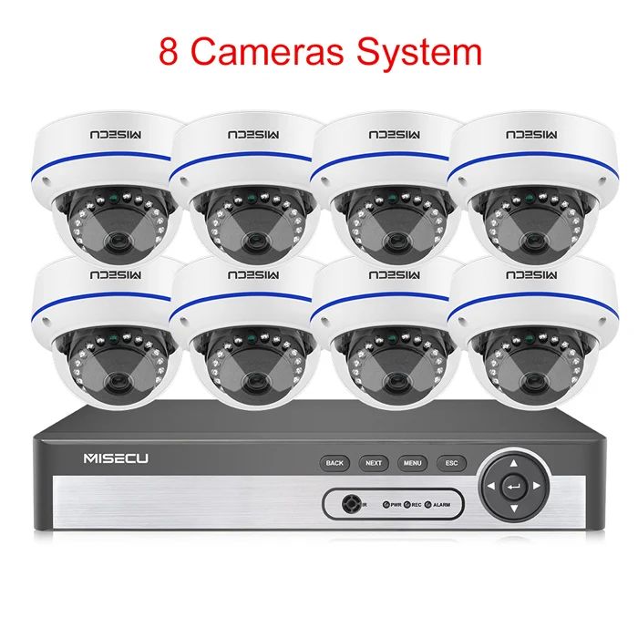 MISECU 8CH 1080P POE NVR, комплект, камера безопасности, система видеонаблюдения, внутренняя запись звука, IP купольная камера P2P, комплект видеонаблюдения - Цвет: 8CH NVR and 8 Camera