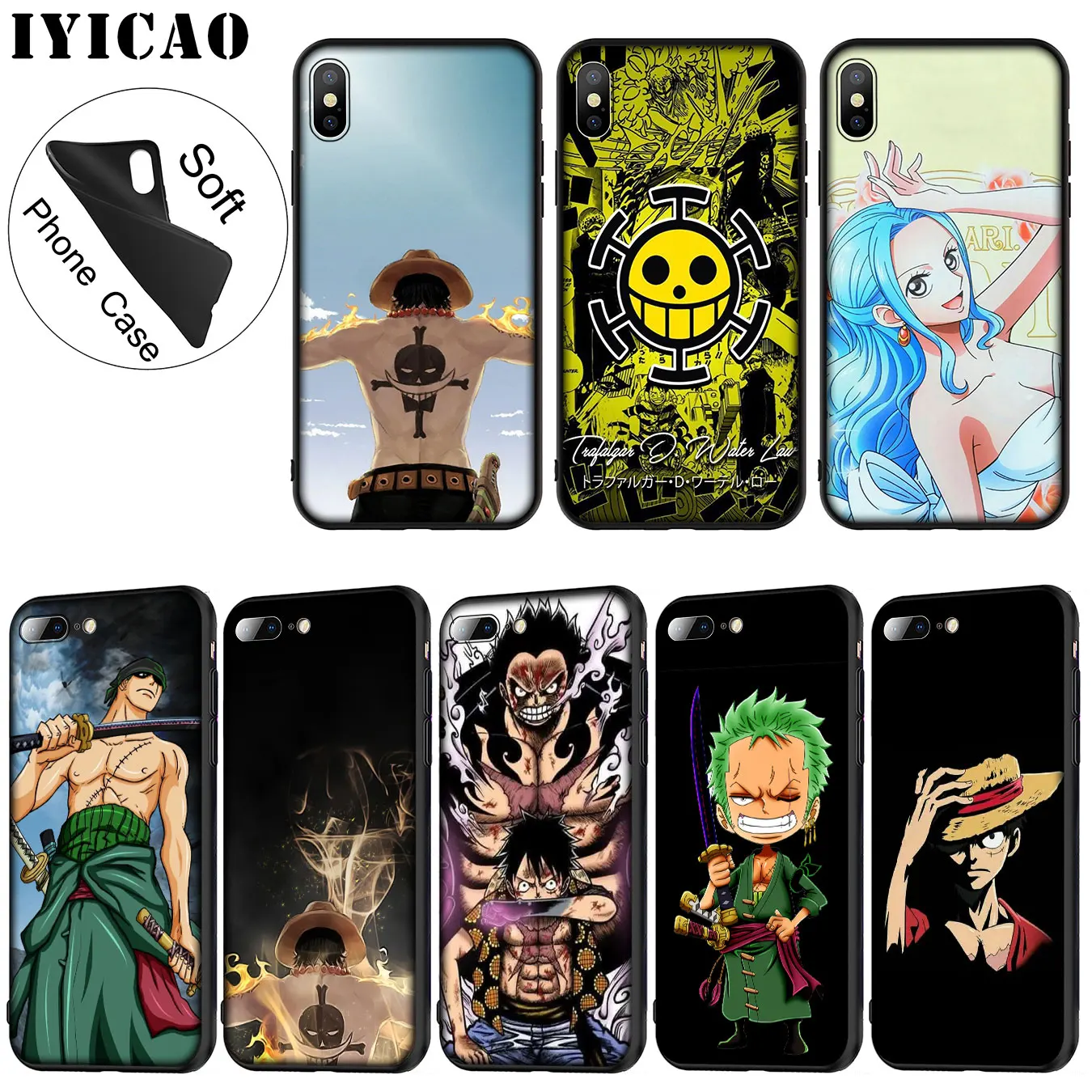 IYICAO цельный Луффи Мягкий силиконовый чехол для телефона iPhone XR X XS 11 Pro Max 6 6S 7 8 Plus 5 5S