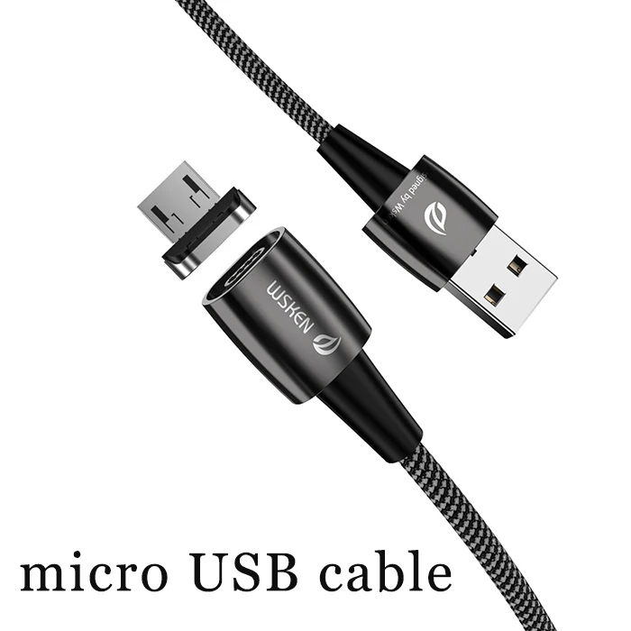 WSKEN Магнитный кабель для iPhone зарядное устройство X1Pro usb type C Micro USB кабель 3A Магнитный зарядный кабель для samsung USB C кабель провод - Цвет: micro USB cable