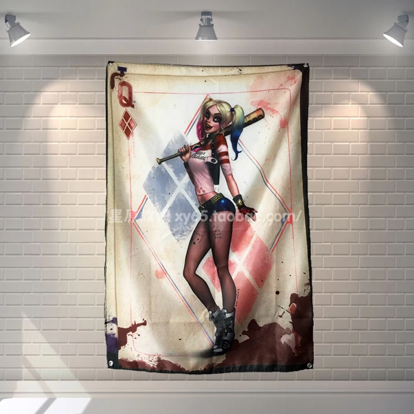 &quotX условный Harley Quinn&quot кино баннеры висящий флаг плакат Настенная Наклейка кафе