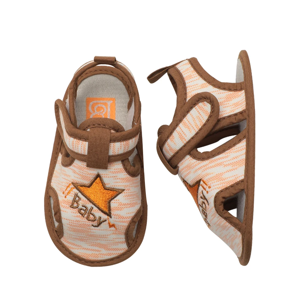 Сандалии для маленьких мальчиков и девочек Летняя хлопковая обувь для новорожденных с мягкой нескользящей подошвой; обувь для малышей; Уличная обувь для маленьких мальчиков