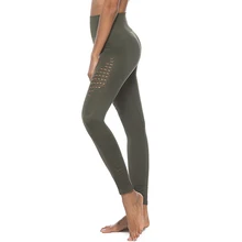 Женские леггинсы, одноцветные, эластичные, обтягивающие, с дырками, штаны для йоги, для спорта, WHShopping