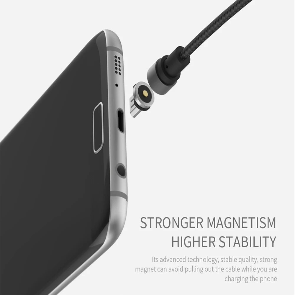Wsken جولة المغناطيسي كابل ، usb c نوع c مايكرو usb كابل شاحن الهاتف المحمول الكابلات المغناطيسي للآيفون 7 8 × كبل usb