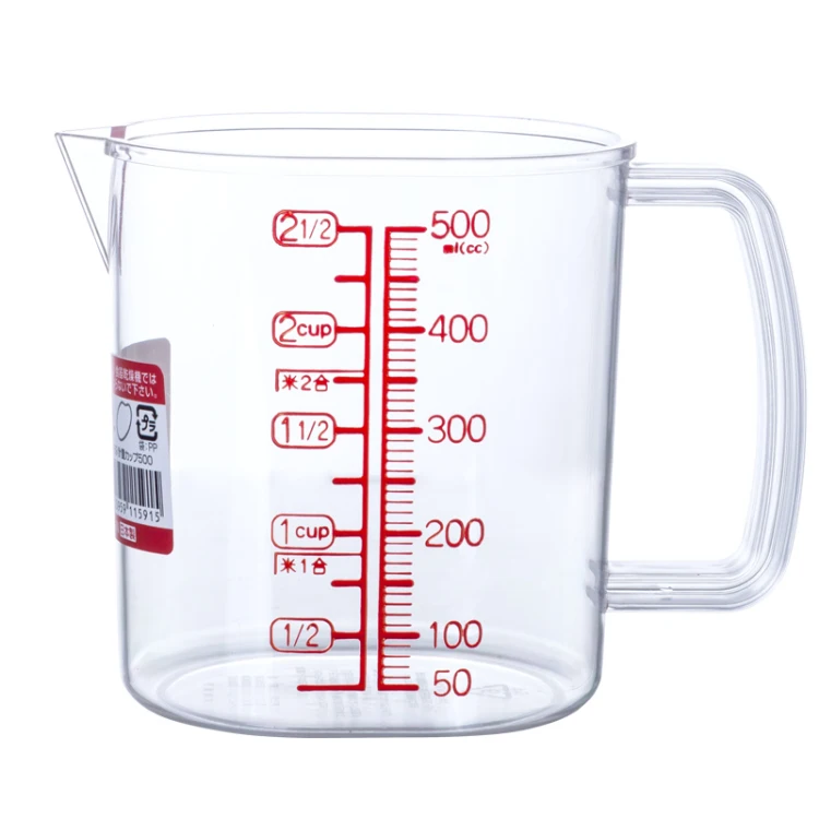 Япония импортируется 500 мл прозрачный пластик со шкалой измерительная чашка для выпечки поставки Креативные кухонные гаджеты ложка