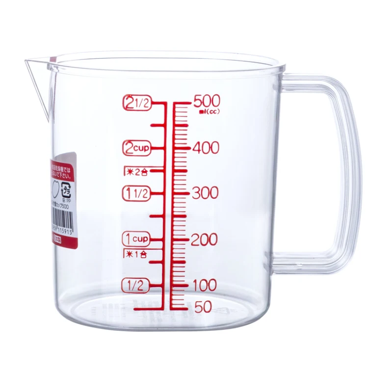 

Japan imported 500ml transparent plastic with a scale measuring cup baking supplies creative kitchen gadget spoon