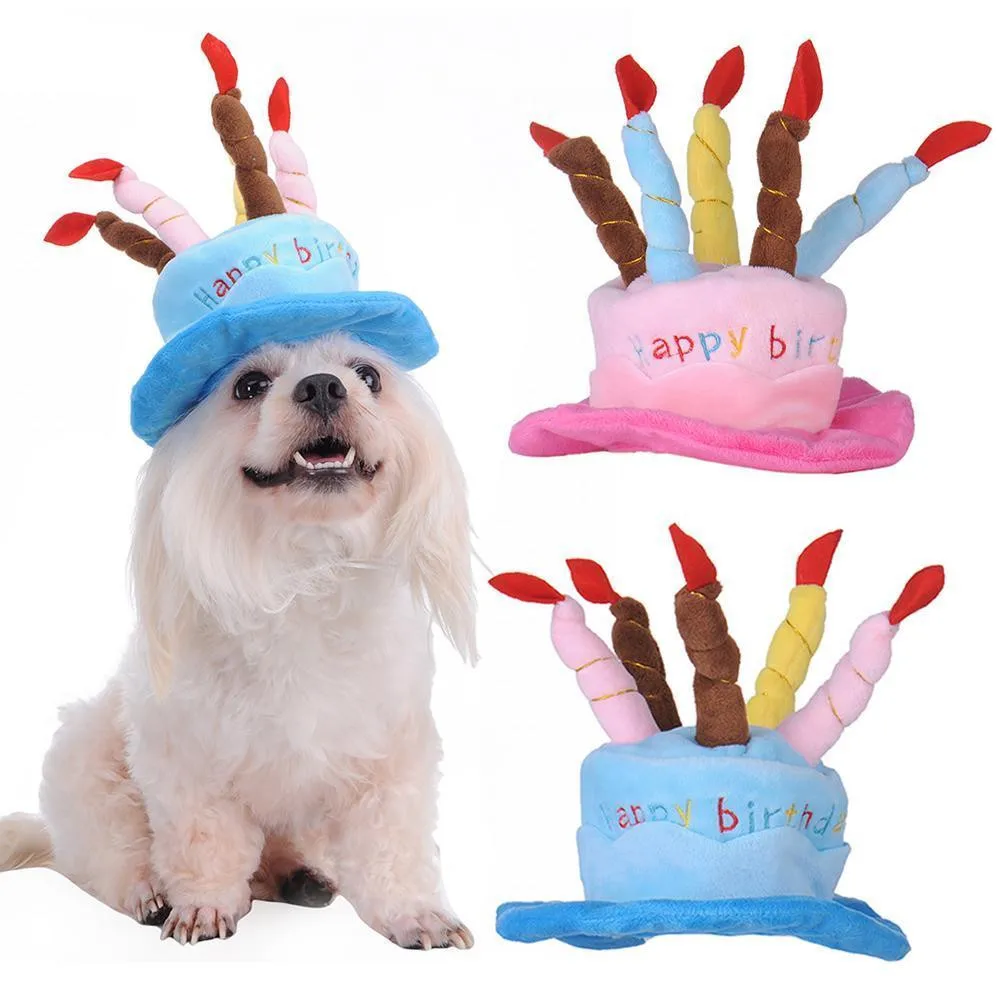 

ISHOWTIENDA Cute Hat Pet Cap Birthday Party Hat With Happy Birthday Candles For Dogs Cats Accessory Goods For Dogs