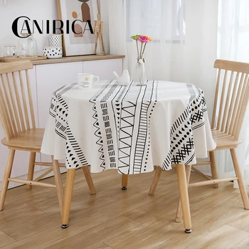 

CANIRICA Tablecloth Round Table Cloth For Home Accessories White Table Cover Nordic Kitchen Decoration Geometric Mantel Mesa