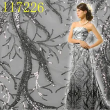 Новая мода сетки 3 мм блестки вышивка 51 дюймов кружева ткани продажи ярда Золотое Платье Ткань