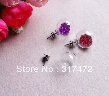 

NEW !! 50pcs/lots Fairy Tinny Round Glass Cover Vial Come with Earring Pad Findings DIY Jewelry by yourself